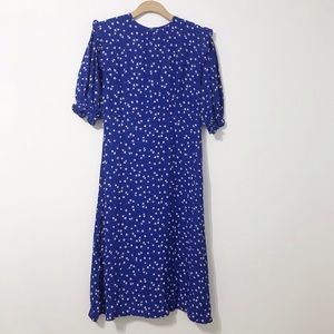 Faithfull the Brand Jean Marie Betina Ditsy Floral Midi Dress Blue Size 4/S